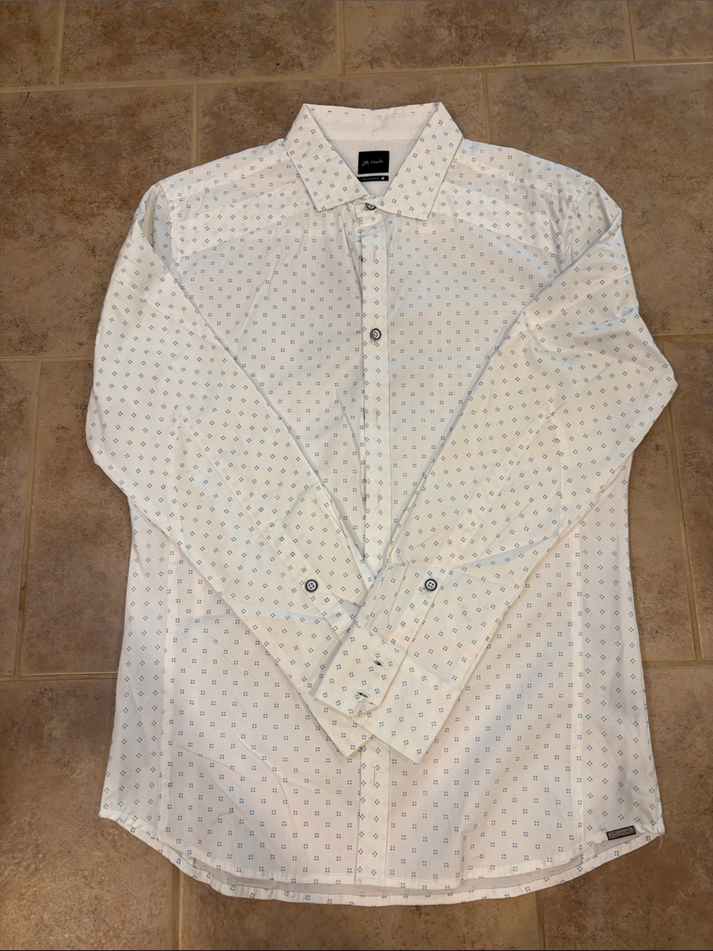 Buckle Men’s JB Holt Men's White Micro-Print Casual Shirt LG (Never Worn)